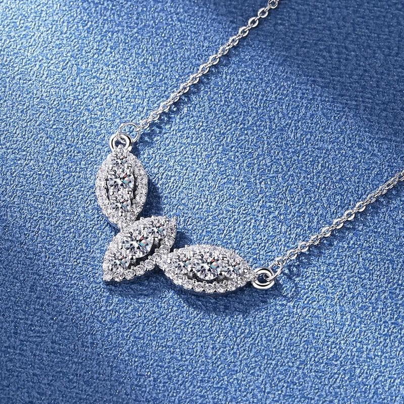 (With Gra Certificate)S925 Silver Leaf Moissanite Necklace Closure Pendant 5