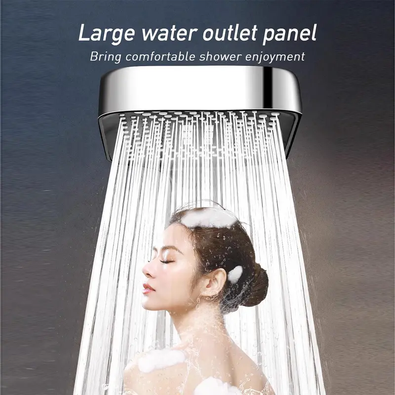 High Pressure Handheld Shower Head, 3pcs/set Including 1.5m Shower Hose & Adhesive Bracket, Large Water Outlet Shower Head with 3 Bathing Modes, Shower Head Set for Bathroom Hotel Salon 4