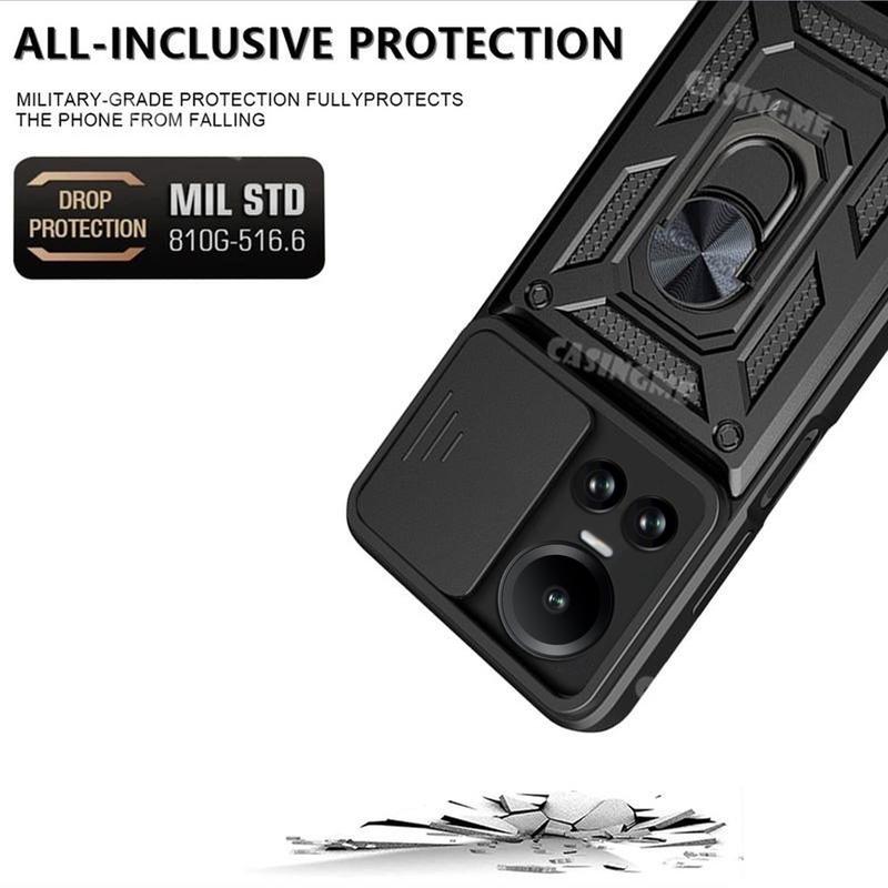 Ốp Giáp Chống Sốc, Dành Cho Oppo Reno10 5G Và 10pro 2023, Ốp Điện Thoại Di Động Có Giá Đỡ Vòng Nam Châm Cho Xe Hơi, Giá Đỡ Kéo Đẩy, Bảo Vệ Camera Ốp Lưng Điện Thoại Di Động, Thích Hợp Cho Camera Back Bay, Oppo Reno10pro + 5G 4