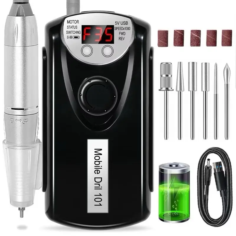 (Máy mài móng)Máy mài nail mài gel tích điện cầm tay ste101,dill nail 101,máy mài tích điện dill 101(bh 1 tháng)kèm bộ đầu mài+sac usb chuyên dụng trong làm móng 3