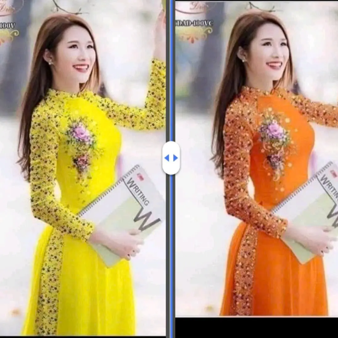 áo dài lụa in chim hòa bình 3d y hình- áo dài hạnh