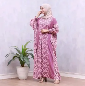 kaftan lollita gamis kelelawar Bunga Polka Dot Fit Muslim Rayon Panjang Nyaman