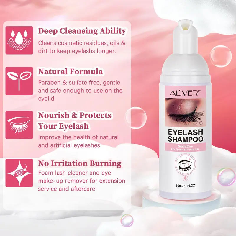 Eyelash Cleaning Shampoo, 1 Set Eyelash Cleaning & Nourishing Shampoo, Eye Makeup Remover, Professional Eye Makeup Remover for Women 6