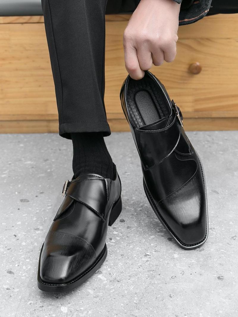 Product Introduction of Men's Business Formal Solid Color Dress Shoes, Fashionable Pointed Toe Shoes for Work Office, Male All-match Commuter Shoes for Daily Wear, Boy 1