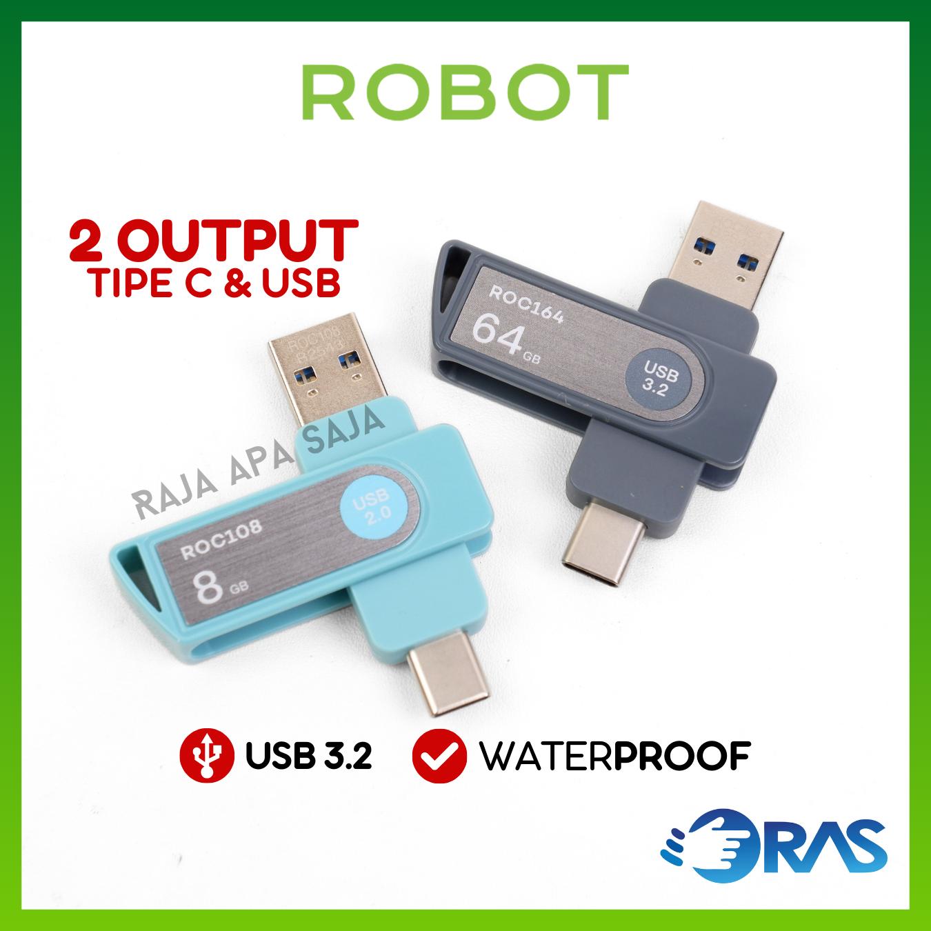 Flashdisk OTG USB Tipe C 2in1 Dual Output 64GB 32GB 16GB 8GB Flash Drive Disk Flesdis Flasdis FD Komputer Laptop HP Original Robot