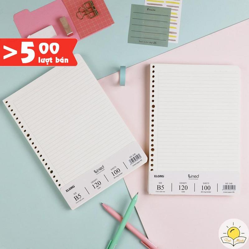 Sổ còng Klong B5 ruột giấy dotgrid/ caro/ kẻ ngang, ruột refill binder sổ B5 tùy chọn