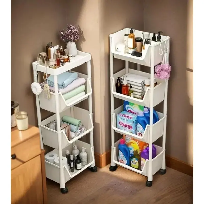 Trolley Bookshelf Kitchen Storage Rack Kitchen Corner Narrow Slit Storage Cabinet Bathroom Living Room Home Organizer
