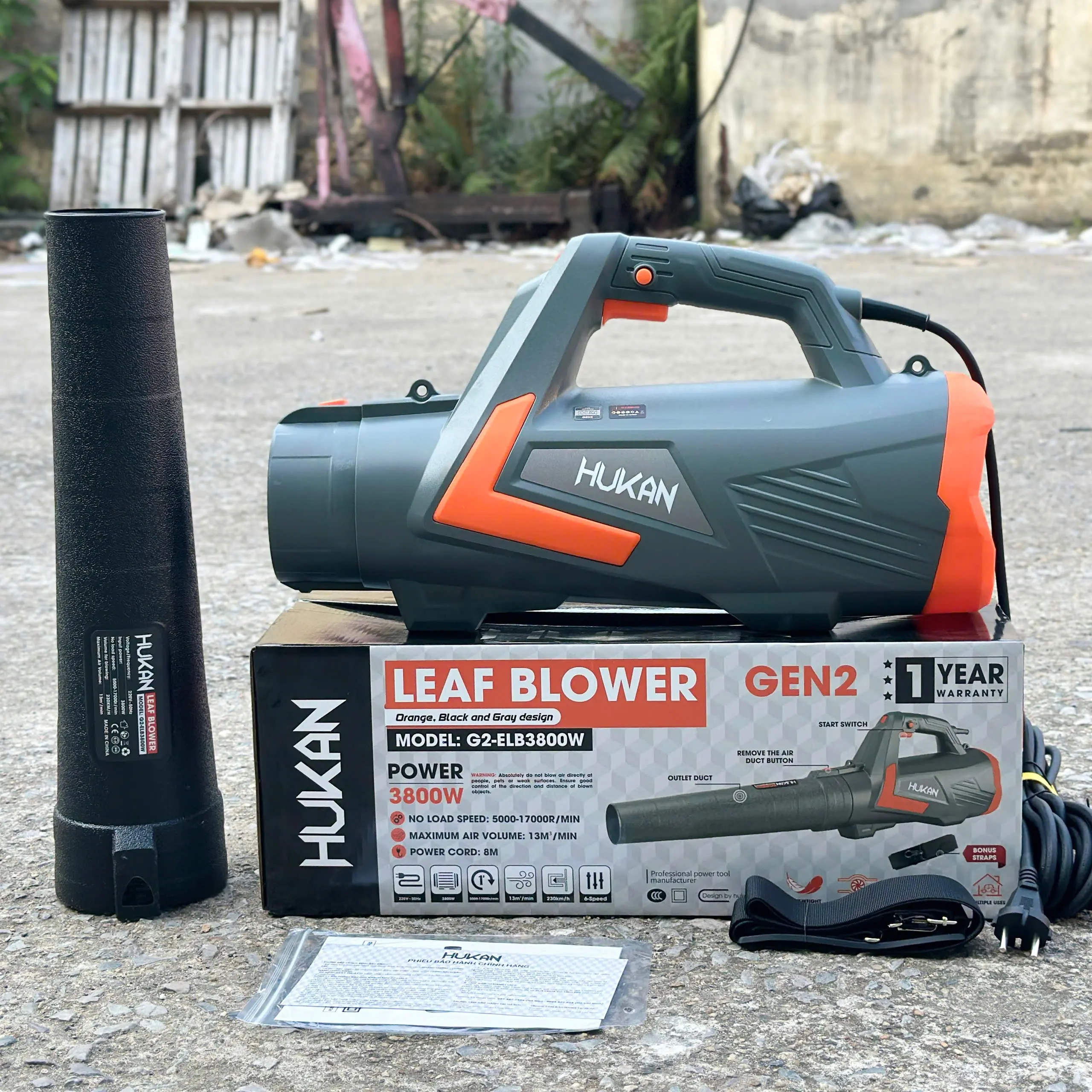 Máy Thổi Lá Điện Hukan EBL 3800W  Công Suất 3800W Dây Điện Dài 8m Bảo Hành 6 Tháng