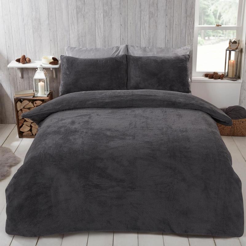 Brentfords Teddy Fleece Duvet Cover with Pillow Case Thermal Warm Bedding Set 1