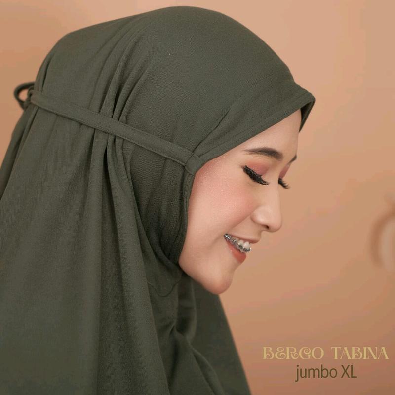 Bergo Jumbo Tabina Jilbab Instan tali hijab simple khimar non ped anti tembem 2