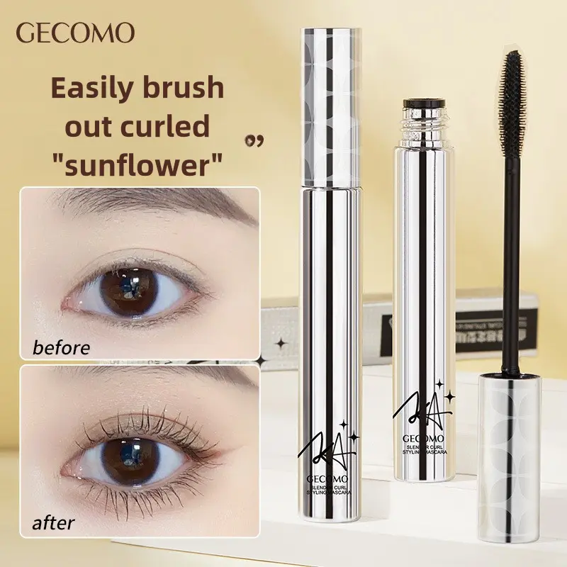 Gecomo Small Silver Tube Mascara Waterproof Long Thick Encryption Curling Not Smudge Long-Lasting Shaping Smear-Proof Makeup Women