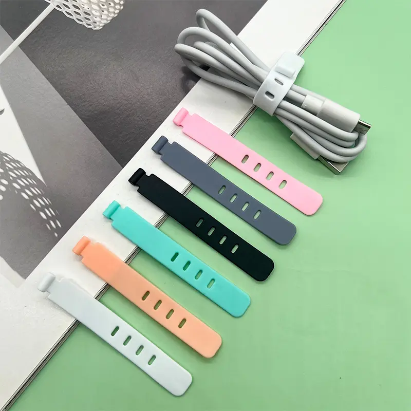 4-Hole Anti-Lost Earphone Storage Soft Tape Data Cable Charging Cable Storage Strap Creative Cable Organizer Tie