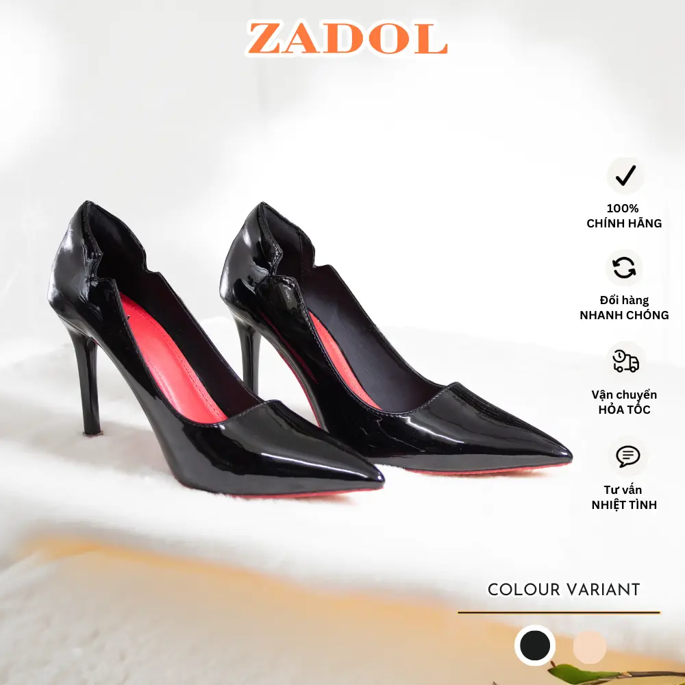 Zadol 891 - Giày Cao Gót Mũi Nhọn Da Bóng Đế Đỏ Công Sở - Shoes, High heels, Nữ guôcxinh guoc  xinhsang giay got