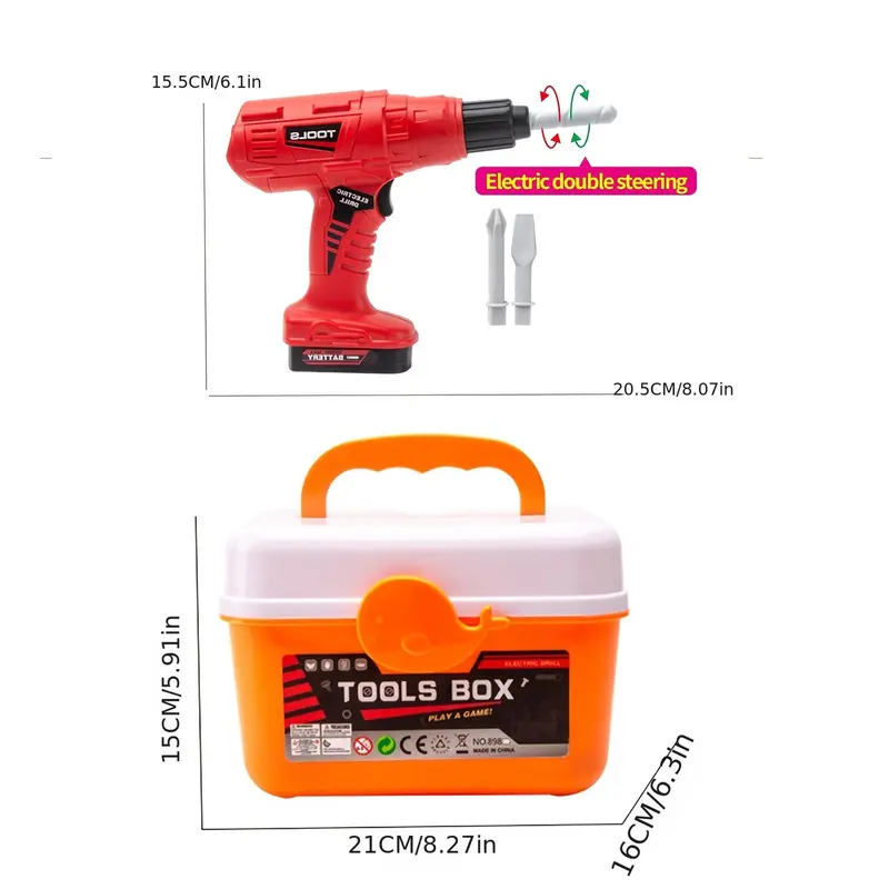 Children's Toolbox Toy Set, 42pcs Simulation Repair Tool Set, Electric Drill Screwdriver Play House Toy for Kids 1