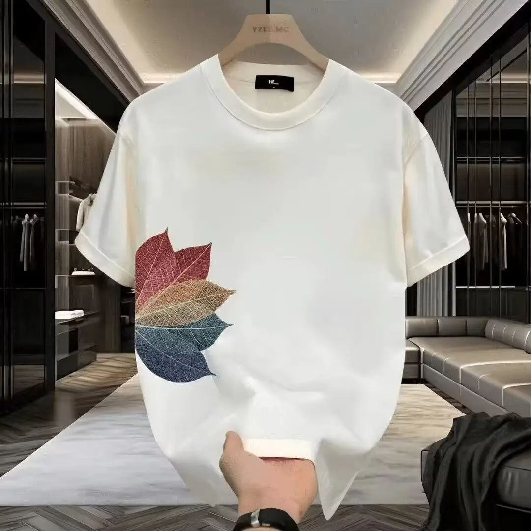Áo Thun Nam Ngắn Tay Cổ Tròn, Chất Liệu Cotton Nguyên Chất 250gsm, Phong Cách Hàn Quốc Mùa Hè, Áo Đơn Giản Hợp Xu hướng Dáng Rộng Và Dễ Phối Đồ, Thương Hiệu Hợp Xu Hướng Dáng Rộng Thường Ngày