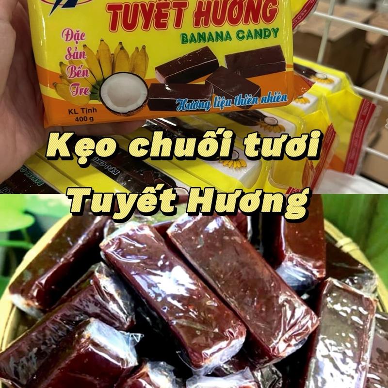  Kẹo chuối tươi Tuyết Hương   loại mỏng   đặc sản Bến Tre 400g Chua Ăn Vặt Candy Food 