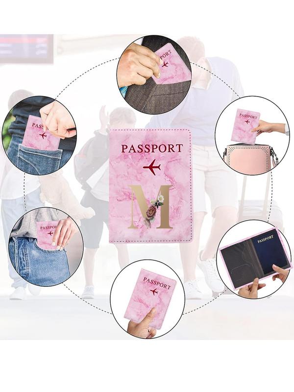 Letter Pattern Passport Case, Fashionable Passport Holder, Creative Travel Passport Id Credit Card Cover Holder, Passport Cover for Women & Men 2