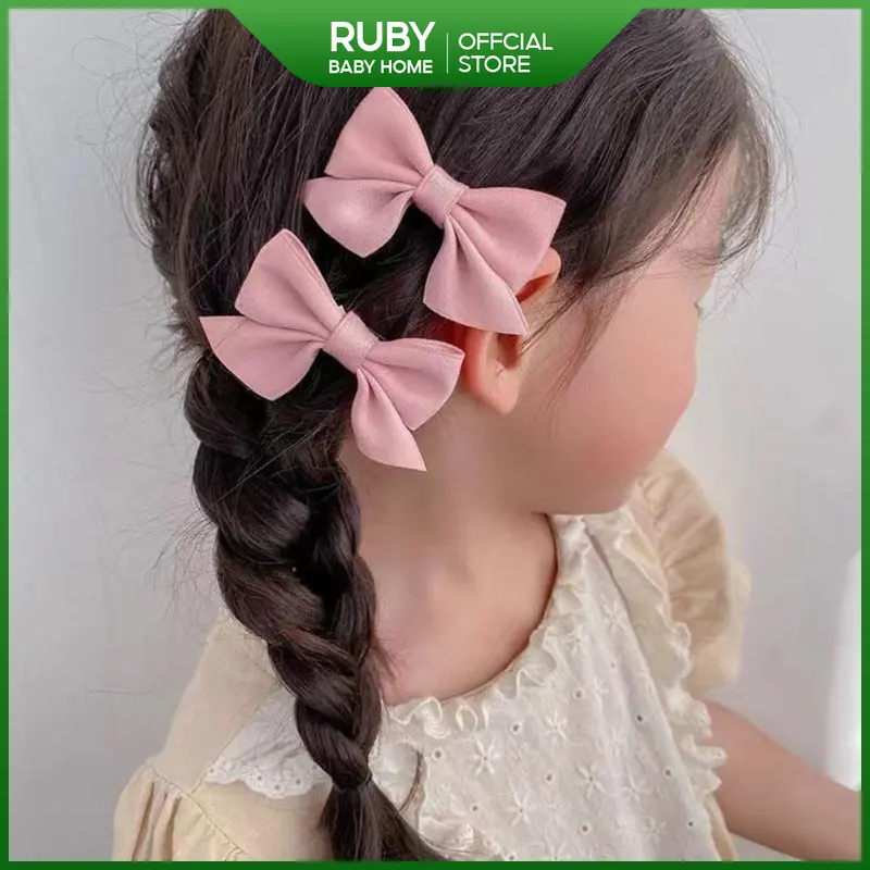 Kẹp tóc nơ đơn giản dễ thương dành cho nữ Màu Trơn Đơn Giản Phong Cách Hàn Quốc nhiều màu cho bé gái 1