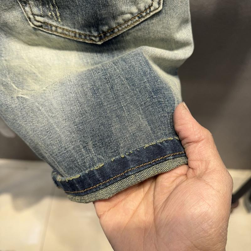 Quần Short Denim Cao Cấp Cổ Điển Thương Hiệu Thời Trang Nam Quần Nửa Ôm Giặt Nặng Quần Nửa Chàng Trai Dẻo Dai Chống Mài Mòn Menswear Jean 4