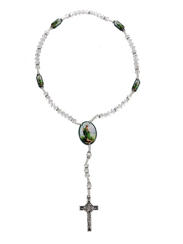 Easter Rhinestone Decor Cross Design Rosary Bead Necklace, Fashion Jewelry for Women & Men, Religion Blessing Accessory 2