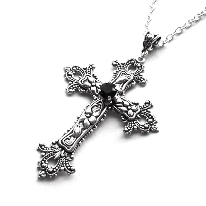 Vòng Cổ Mặt Dây Chuyền Chữ Thập, Phong Cách Cổ Điển Dành Cho Nữ, Phụ Kiện Goth, Dây Chuyền Dài Gothic 8