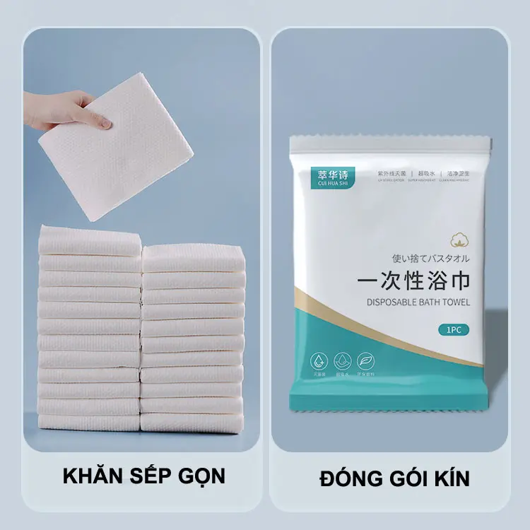 Khăn Tắm Du Lịch Khăn Tắm Sử Dụng Một Lần Sợi Vải Cellulose Phân Hủy Sinh Học Thấm Hút Mạnh Mềm Mịn Không Kích Ứng Da 6