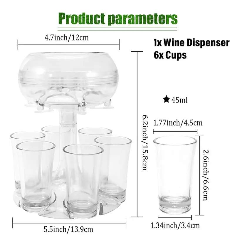 6 Shot Glass Dispenser Holder Party Beverage Drinking Games Bar Cocktail Wine Quick Filling Tool Carrier Caddy Liquor Dispenser 1