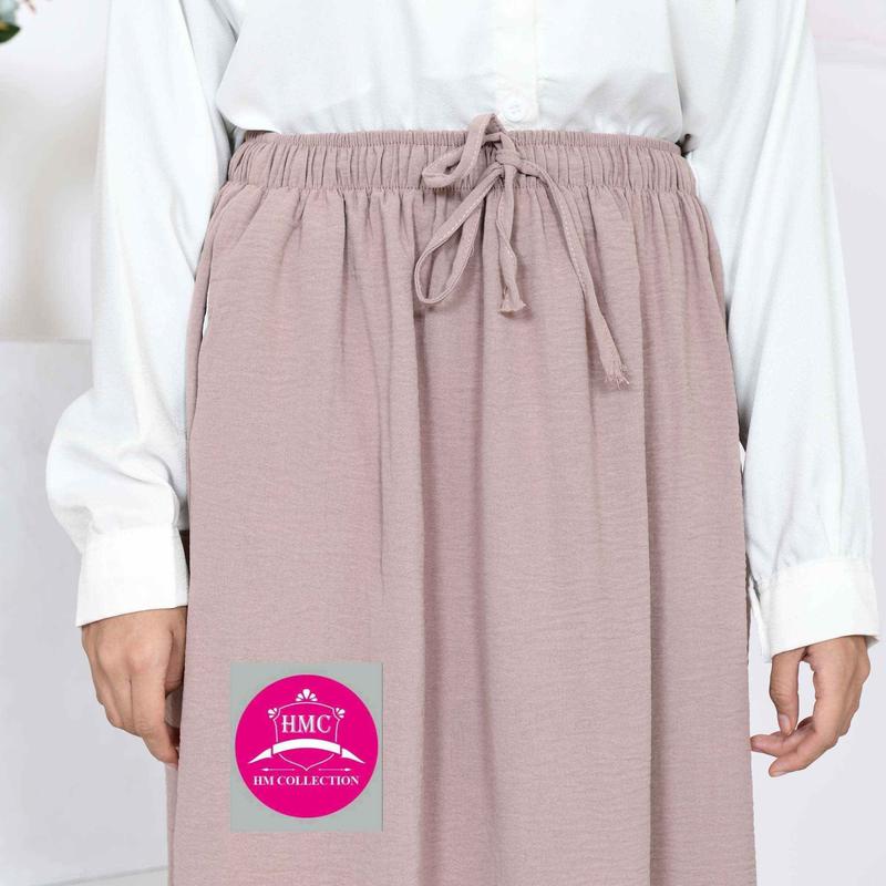 Rok  Panjang CRINKLE Airflow / Dayli Rok JUMBO / Rok Crinkle Murah Serut Tali Terbaru  Muslim Wanita Dewasa Katun 2