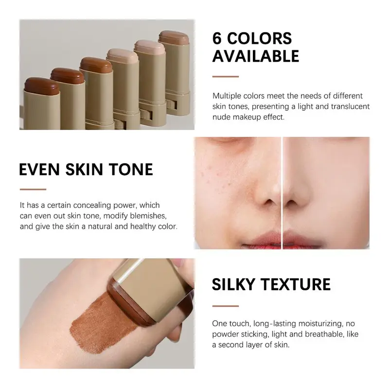 Long-lasting Tinted Solid Foundation, 2 Counts/set Moisturizing Cream Foundation, Smooth Texture, Lightweight Foundation for Women & Girls 4