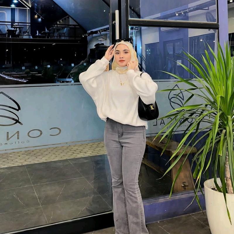 celana cutbray jeans haighwaist wanita murah Slim-fitting Polos Santai Panjang Stretch Street Style Pas 2