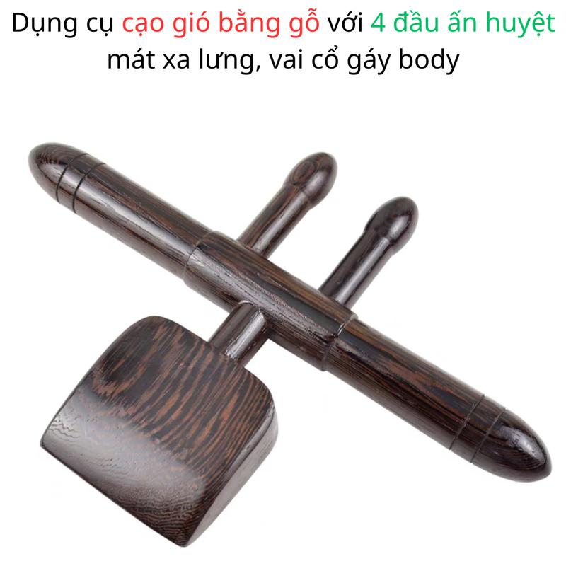  Dụng Cụ Cạo Gió Bằng Gỗ Với 4 Đầu Ấn Huyệt Mát Xa Lưng Vai Cổ Gáy Body 