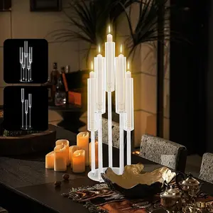 Standing Candle Holder Akrilik 3/5 Kepala Transparan | Dekorasi Pesta & Pernikahan Elegan