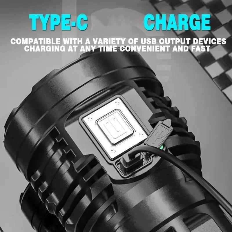 8 LED Flashlight with COB Side Reading Light, Rechargeable Camping Torch, Durable Outdoor Camping Accessories for Gifts, Christmas Gift 8