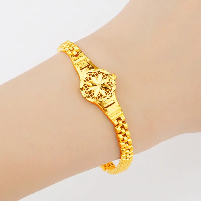 Sand Gold Sunflower Rice Shaped Watch S Buckle Bracelet Women's Fashion Versatile Long Lasting Color Bracelet Bracelet Bridal Wedding Birthday Party Gift crunchy  pepper  bracelet
