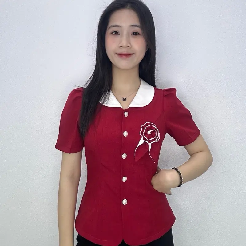 Áo thiết kế V30 chất xước thái co dãn nhẹ thấm hút mồ hôi hạn chế nhăn nhàu