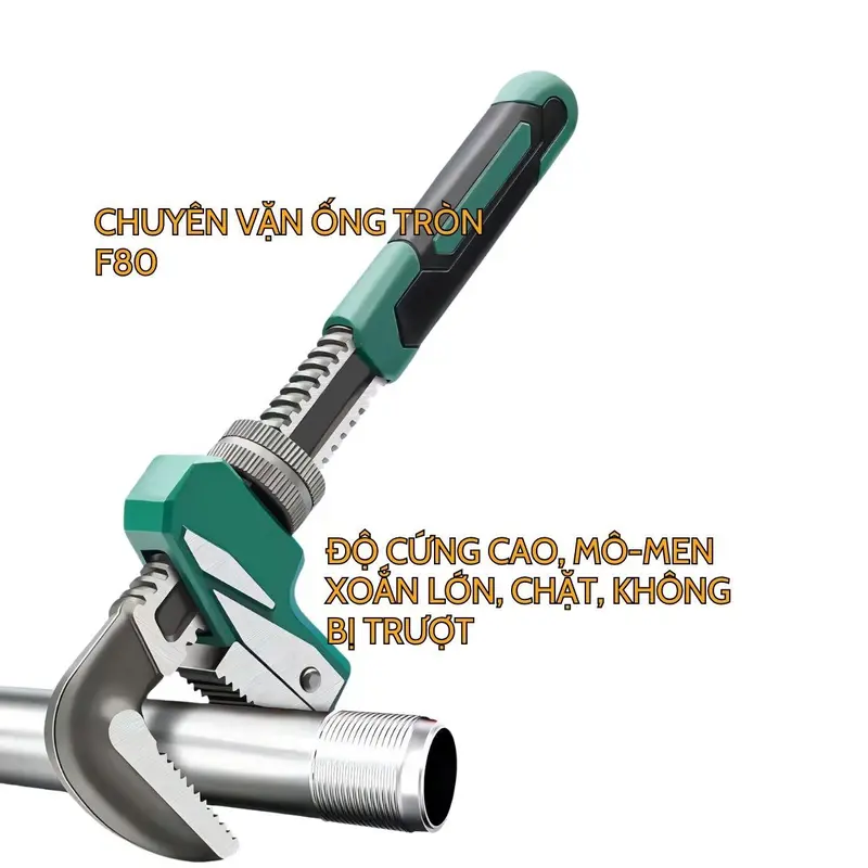 Mỏ lết răng chữ F, mỏ lết vặn ống tròn, cờ lê răng kẹp, độ mở 80mm - 140mm - taphoahtm 0