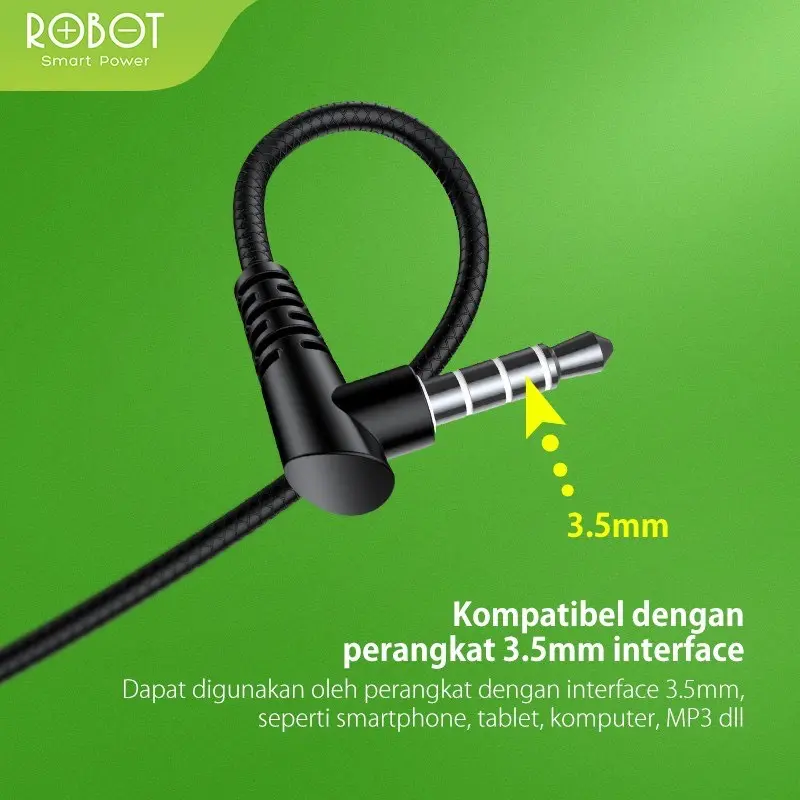 ROBOT Earphone Extra Subwoofer Bass R101 SERIES  Metal Wired Headset Original Garansi Resmi 1 Tahun Mikrofon Bawaan Peredam Kebisingan Logam Plastik On Ear Kabel Earphones Aluminium Headphones Komputer 5