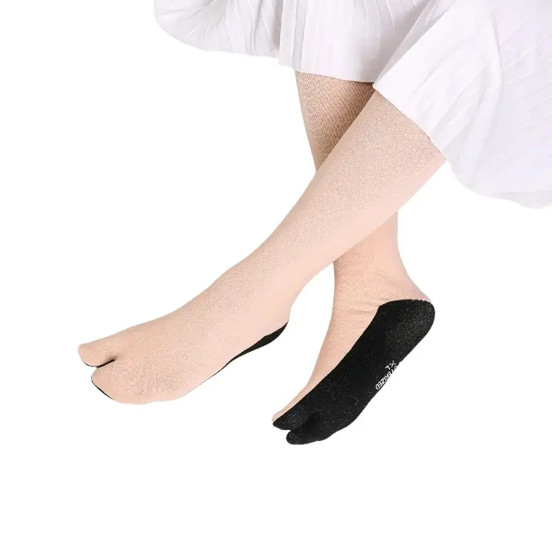 Lusinan Kaus kaki jempol polos XL EXTRA panjang selutut / Kaoskaki muslimah wanita dewasa / jempol muslimah / bahan nylon spandek /  tawaf umroh /  ibu pengajian Muslim Hitam dan banyak warna Coklat muda non Motif 6