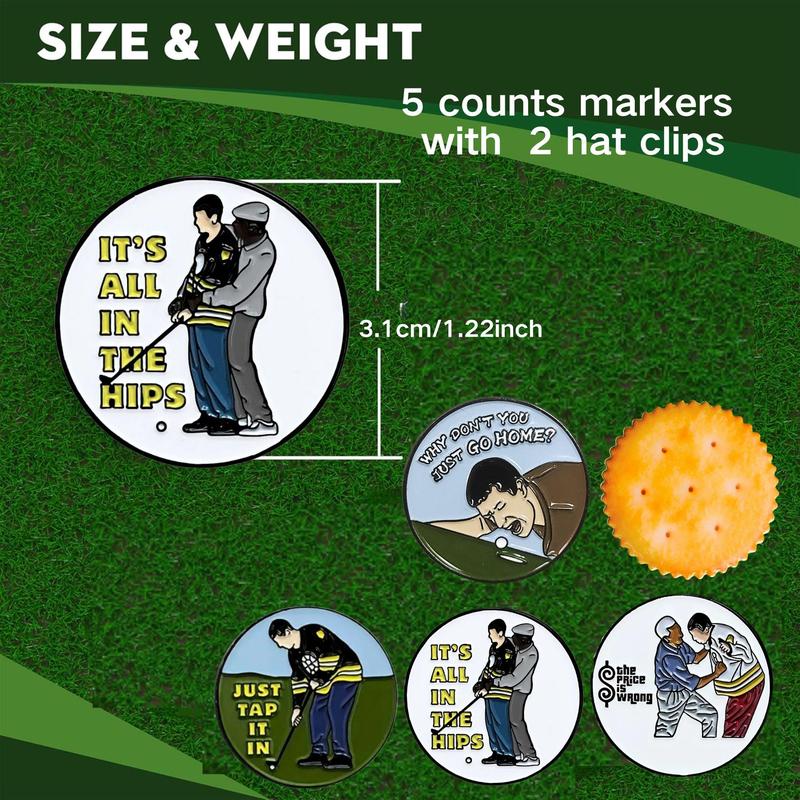 Product Introduction of Funny Golf Ball Marker with Magnetic Hat Clip Set, 5 Counts/set Golf Accessories for Men Golfers Dad Boyfriend Husband Birthday Retirement Fathers Day 1