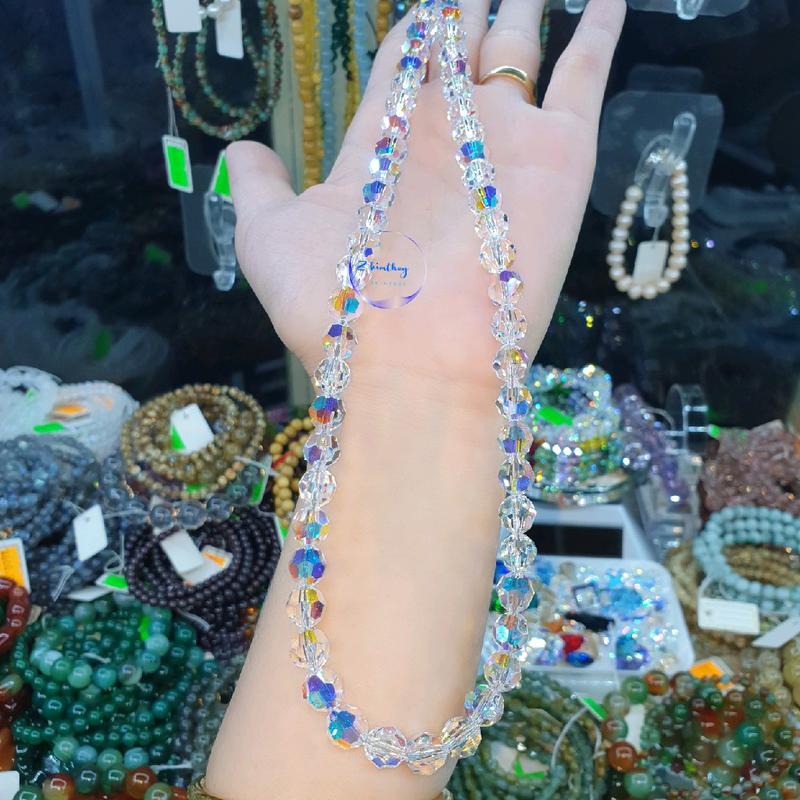 Vòng cổ pha lê Áo cao cấp hạt tròn giác lớn có 3 size hạt 6ly, 8ly, 10ly sáng đẹp sang choker 4