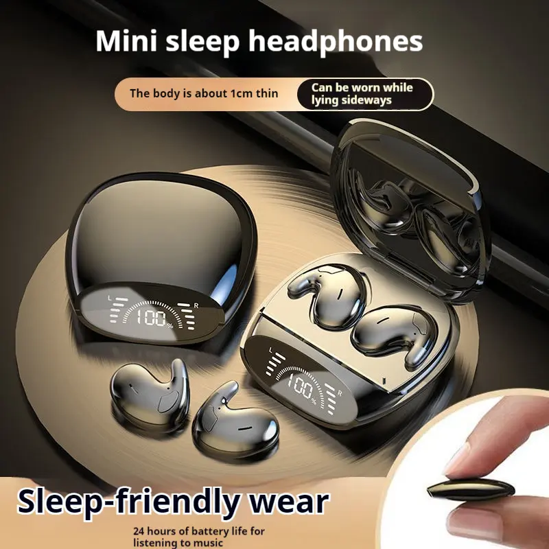 Fon Kepala Wayarles, Md528, Bluetooth 5.3, Fon Kepala Telinga Dwi Telinga TWS, Selesa Dipakai untuk Tidur, Pengurangan Bunyi, Bateri Ultra-Panjang Hayat, Paparan LED, Ringan Mini, Baharu untuk 2024 Audio Earphones Mic Speaker Amplifier