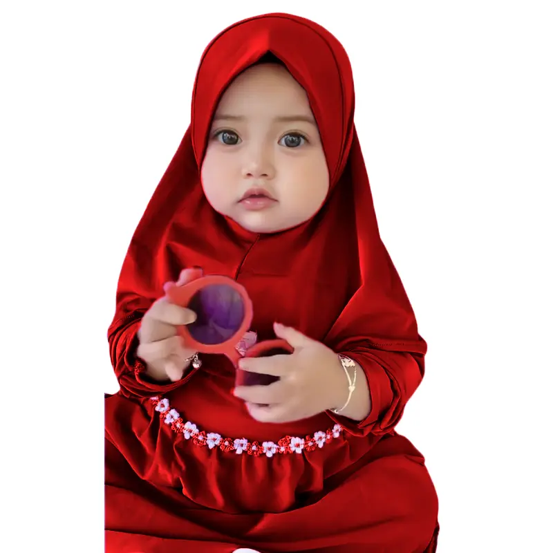 Baju Gamis Bayi Muslim Aira 0-12bln Renda Bunga melati bahan Nyaman Lembut Cantik 5