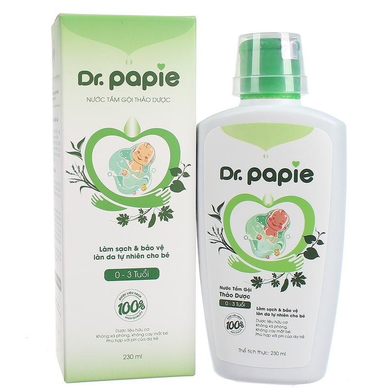 Sữa tắm thảo dược Dr Papie, Nước tắm gội thảo dược cho bé 230ml