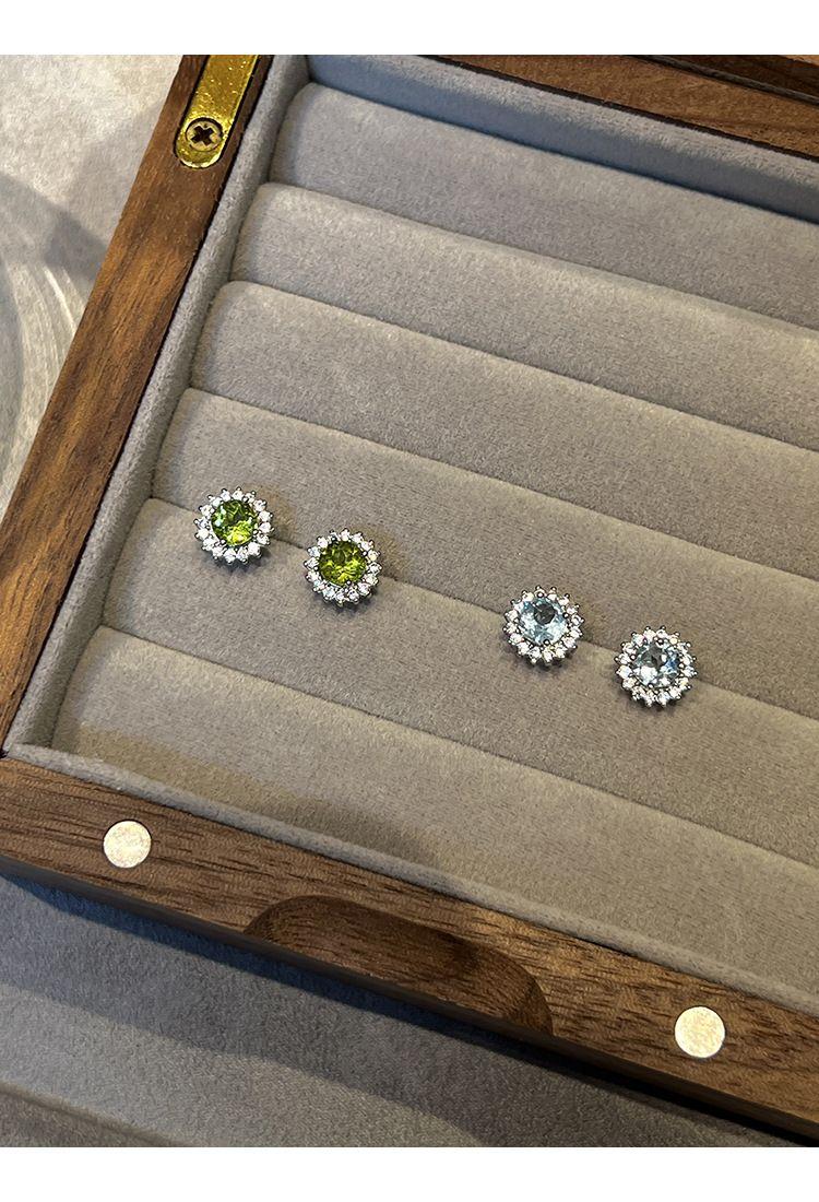 Product Introduction of Summer Fresh High Imitation Olivine Topaz Sterling Silver Needle Dopamine Stud Earrings Special-Interest Design High Sense Earrings Gift 9