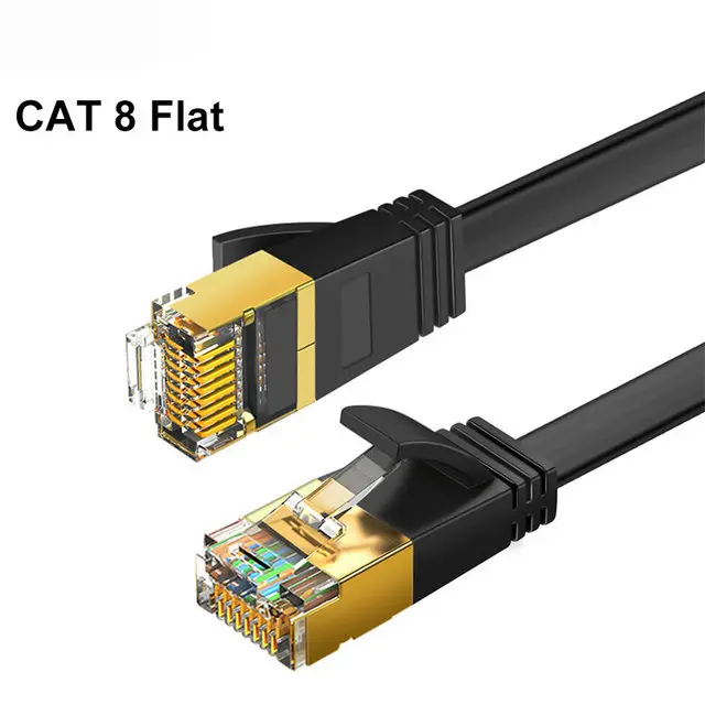 Cáp tròn Ethernet, Cat 8, Cáp mạng LAN Cat8 Rj45, Cáp phẳng 40Gbps, 26AWG, Dành cho bộ định tuyến, PC, PS4, TV, Máy tính xách tay, Tốc độ mạng lên đến 2000Mhz 7