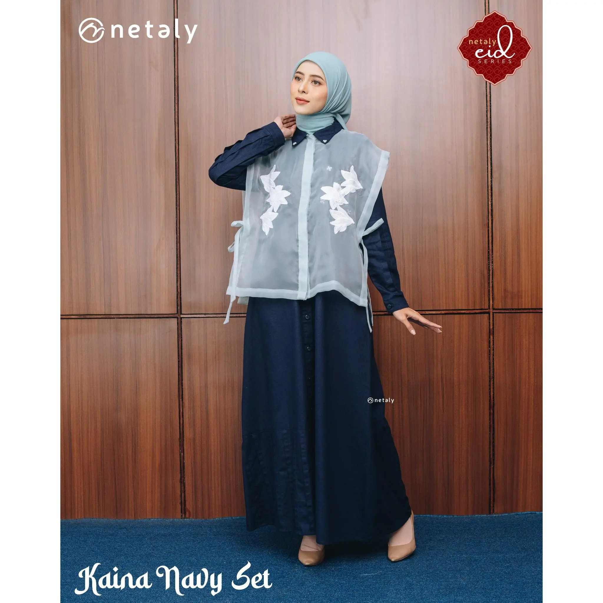 NETALY Fashion Muslim Wanita Kaina Vest Organza