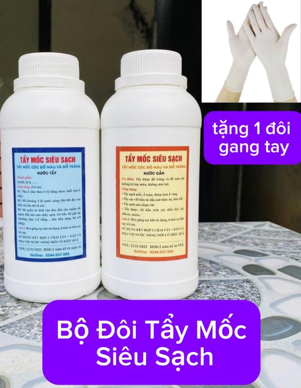 BỘ ĐÔI TẨY MỐC ĐA NĂNG QUẦN ÁO THUỐC TẨY MỐC QUẦN ÁO ĐA NĂNG SIÊU SẠCH TẶNG GANG TAY Làm Sạch