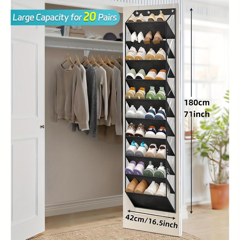 Product Introduction of 10 Tier Over The Door Shoe Organizer, 1 Count Deep Pockets Large Hanging Shoe Storage Bag, Wall Mounted Shelves, Shoe Holder Hanger for Sneakers Boots 1