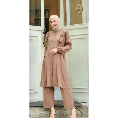 Humaira Set || Busui Friendly || Setelan Busui || Setelan Wanita || Setelan Viral Celana Kancing Karet Melar Muslim Panjang Tunik Kulot Shakila 7