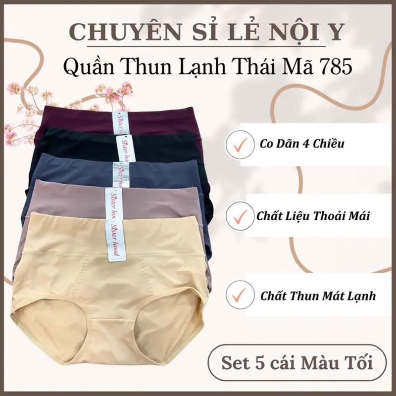 Combo 5 quần thun lạnh mã 785 lưng cao ôm bụng